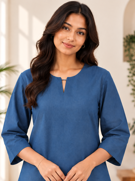 Denim Blue Airy Linen Co-ord Set